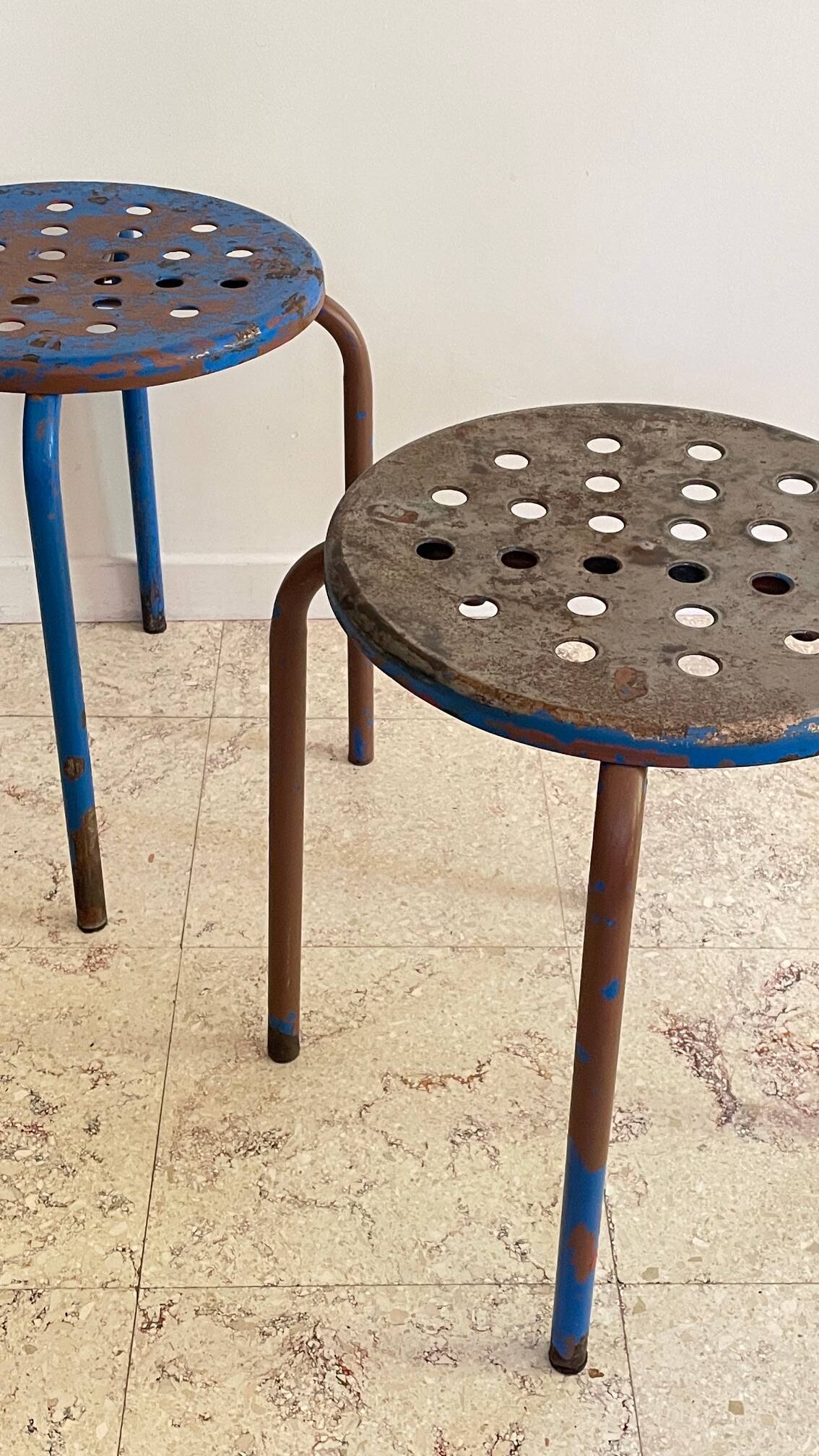 Industrial stool steel patina rusty steel vintage