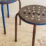 Industrial stool steel patina rusty steel vintage