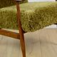 Armchair 'Lis', 1970s brown vintage khaki / olive long hair Rudy boucle design Henryk Lis - 2 pieces available