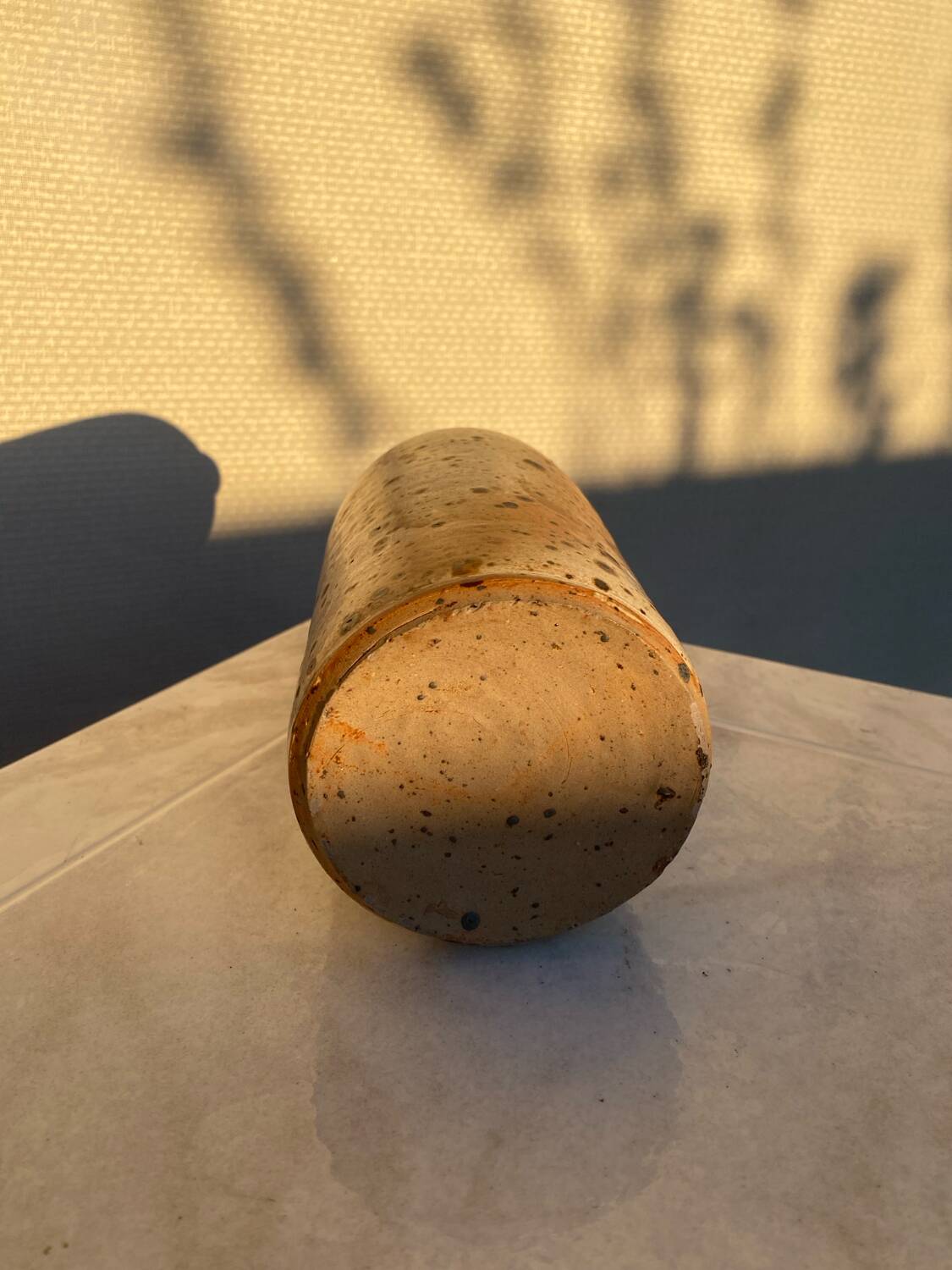 Vintage speckled stoneware vase