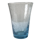 Vintage Biot Light Blue Bubble Blown Glass Vase