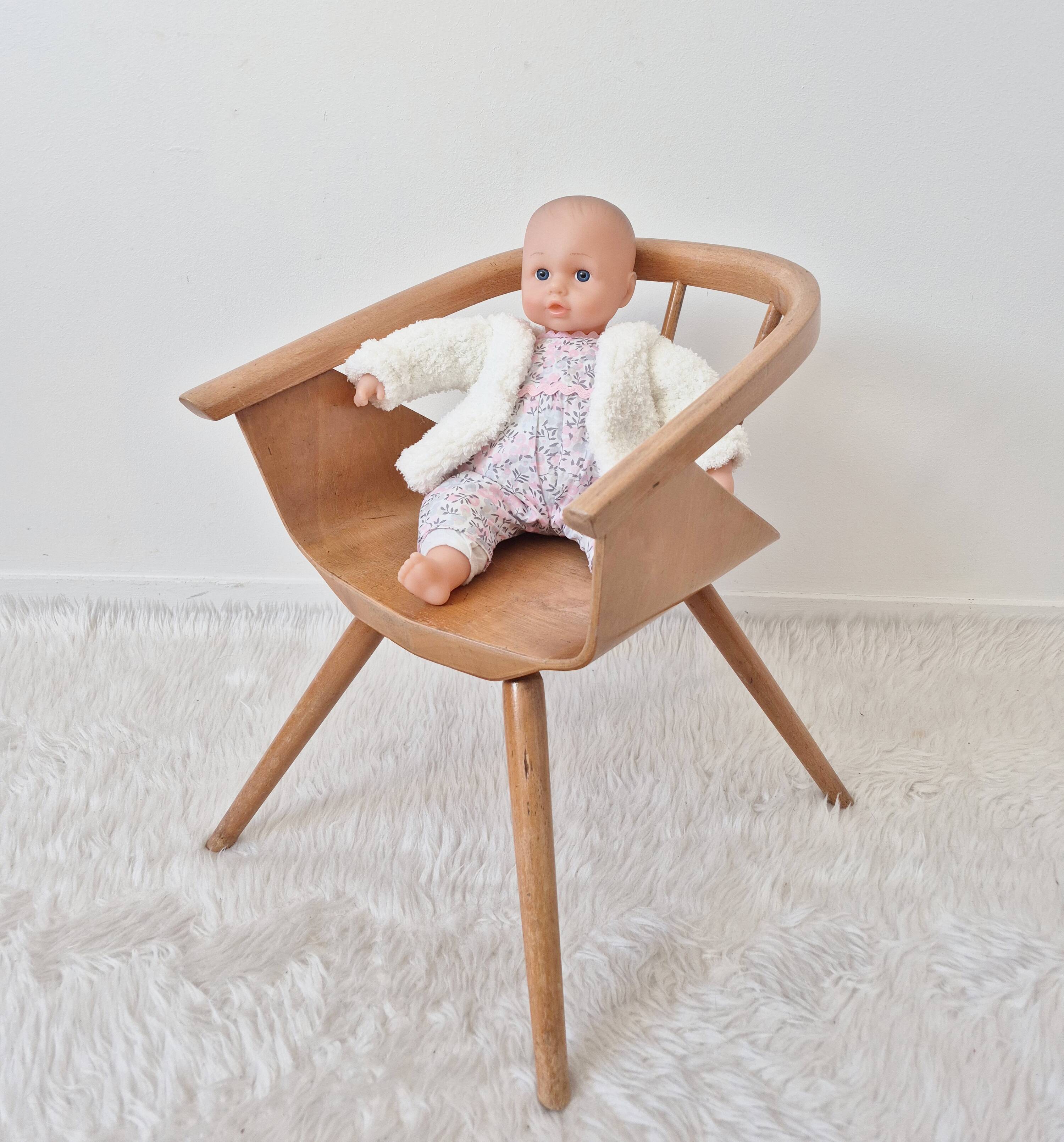 Fauteuil bois pour enfant Baumann, années 50