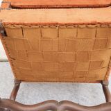 Large vintage "sheep bone" armchair, Louis XIII style, walnut