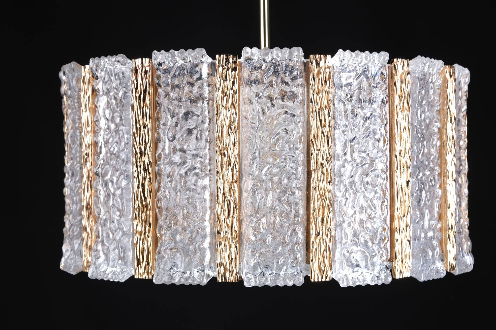 Vintage Kalmar lamp from the 60s, brass and glass