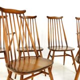 Set of 6 vintage Ercol elm & beech Goldsmith dining chairs mid century
