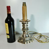 Candle holder pique candle candle old 19 century bronze silver mounted foot lamp