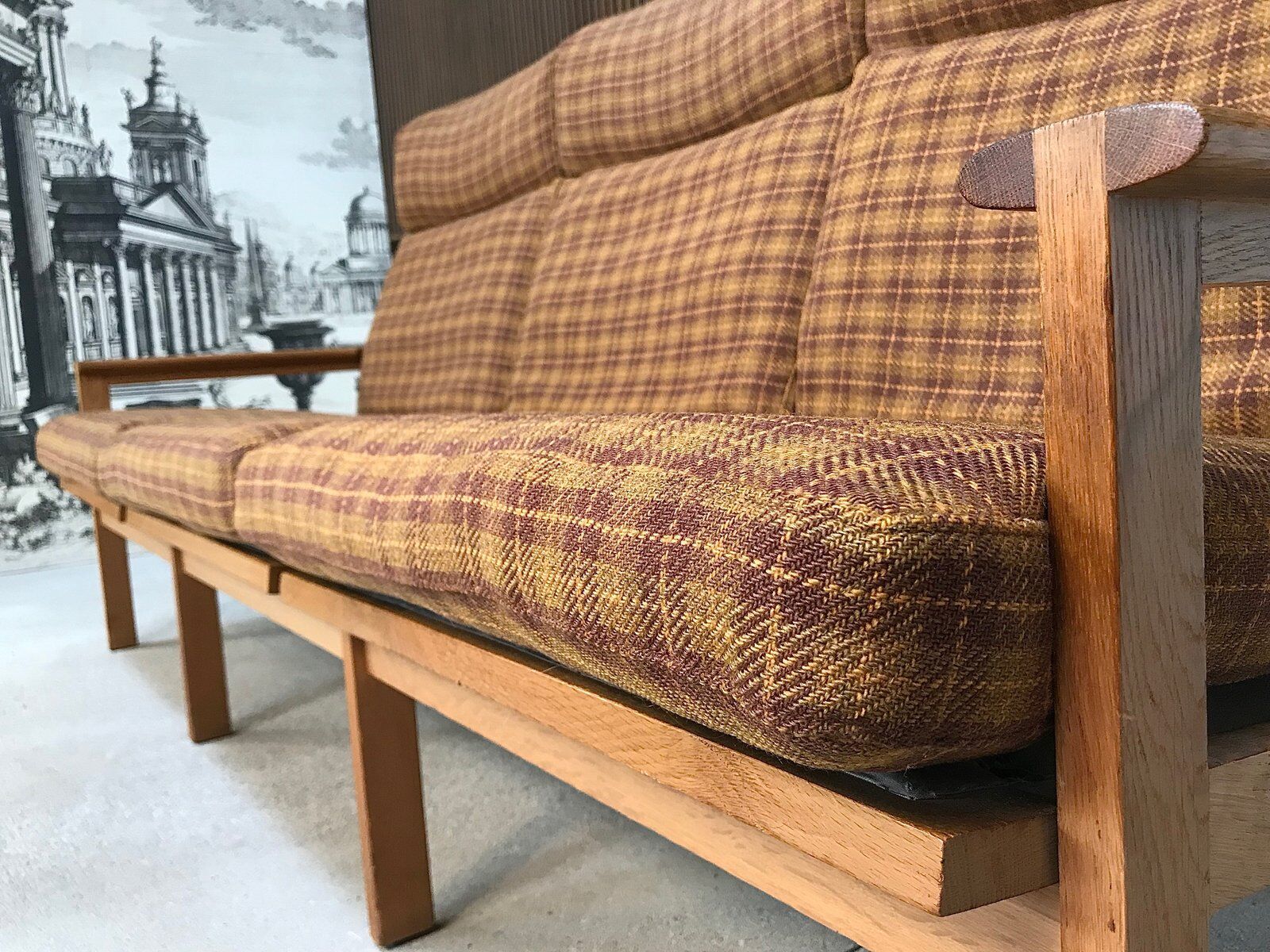 3-seater highback Capella sofa in oak by Illum Wikkelsø, Denmark 1960s