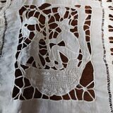 White cotton lace embroidery shelf or fireplace border