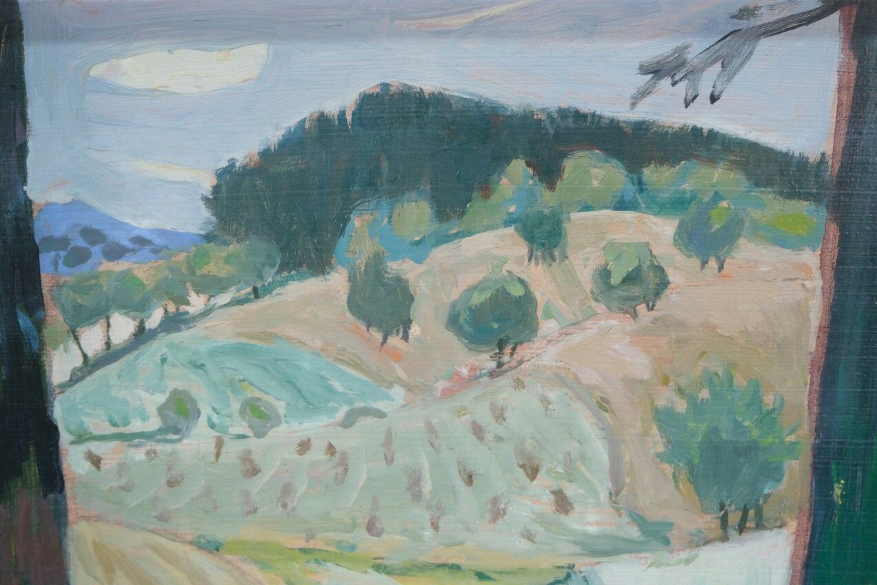 Gerhard Karlmark, Modern Landscape, 1960s, Oil on Panel, Framed