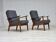 1970s, pair of Danish armchairs, reupholstered, furniture wool, teak, oak.