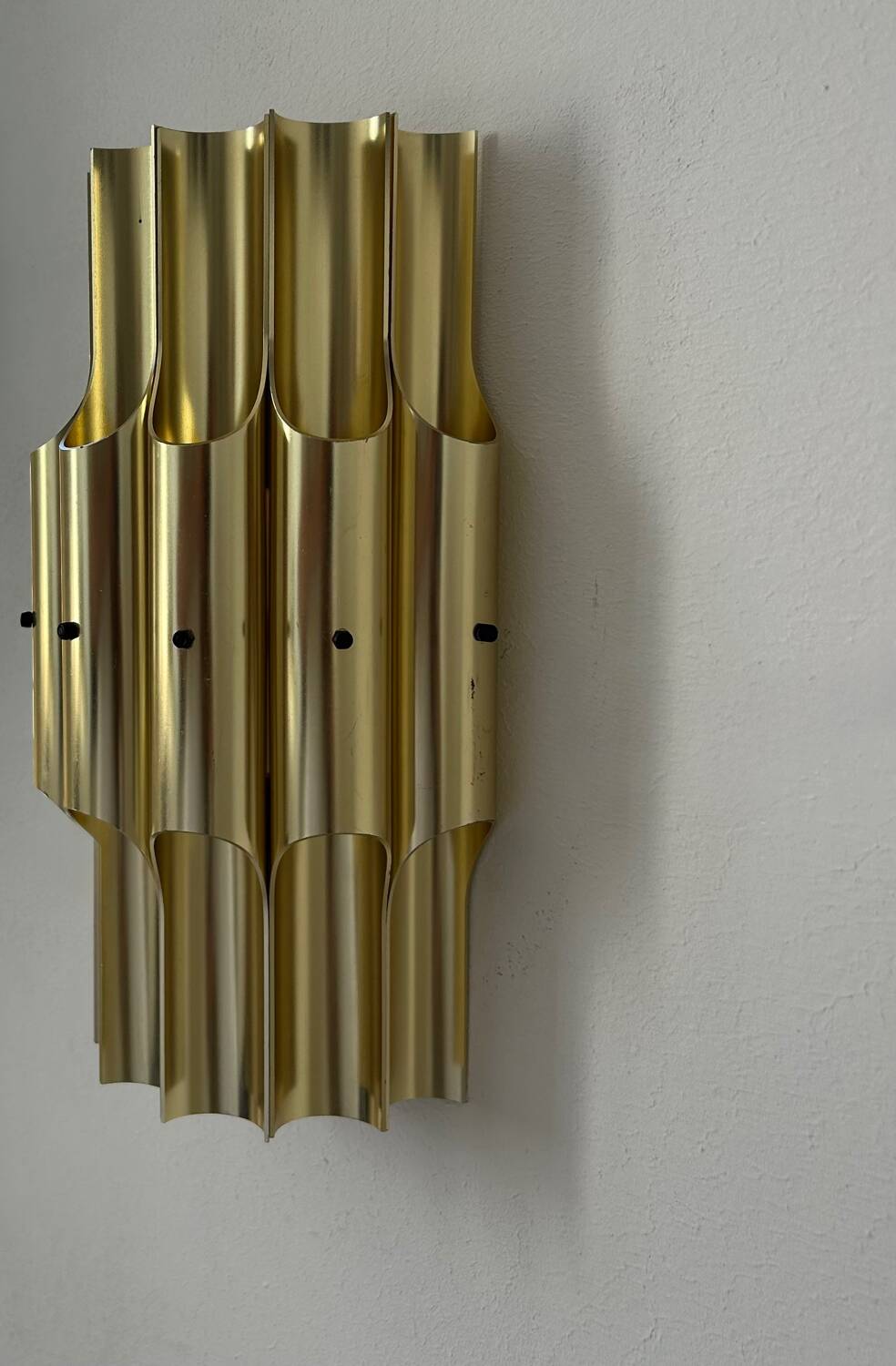 Vintage bent karlby "pan" wall lamp, brass, lyfa denmark 1960