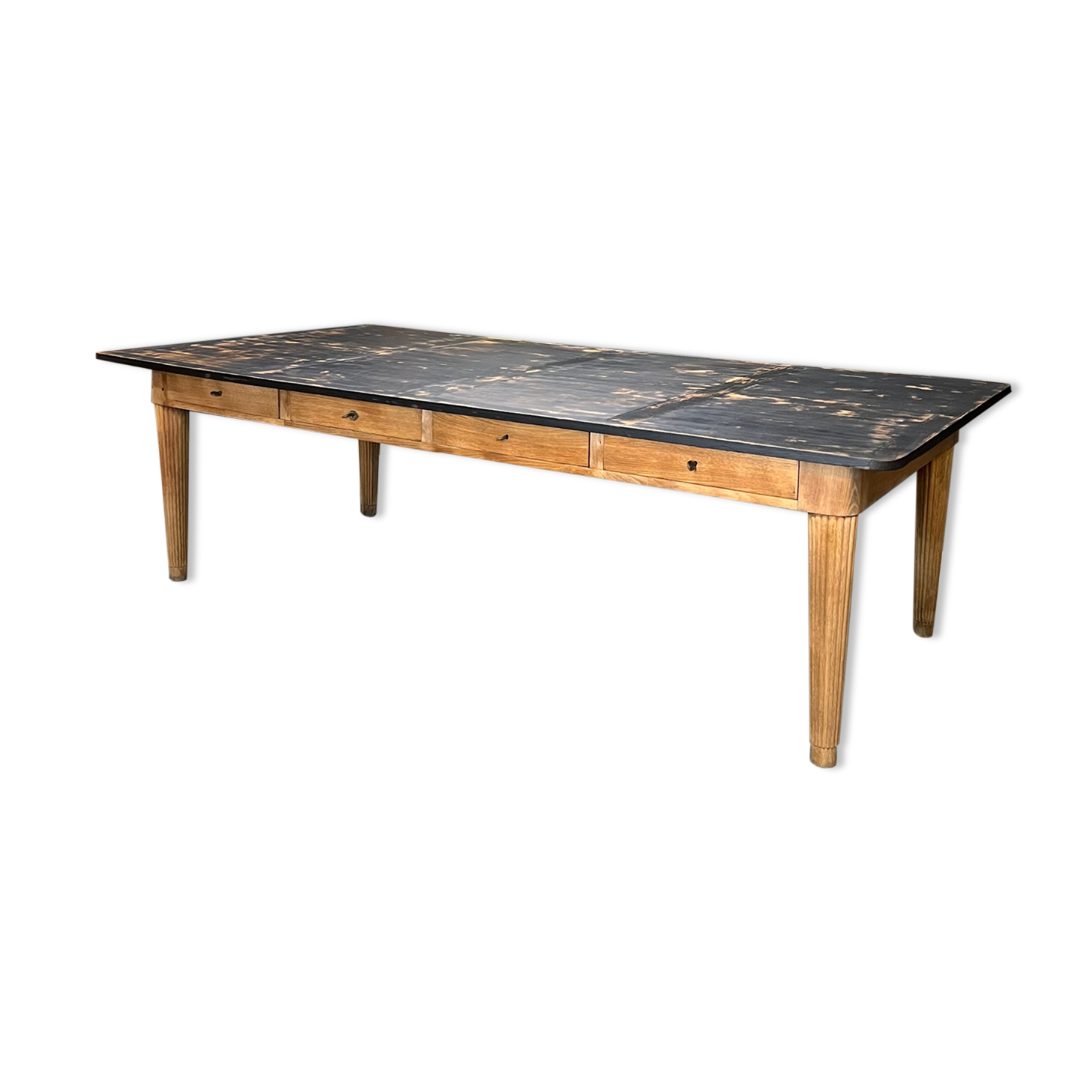 Old oak bookcase table 8 drawers