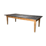 Old oak bookcase table 8 drawers