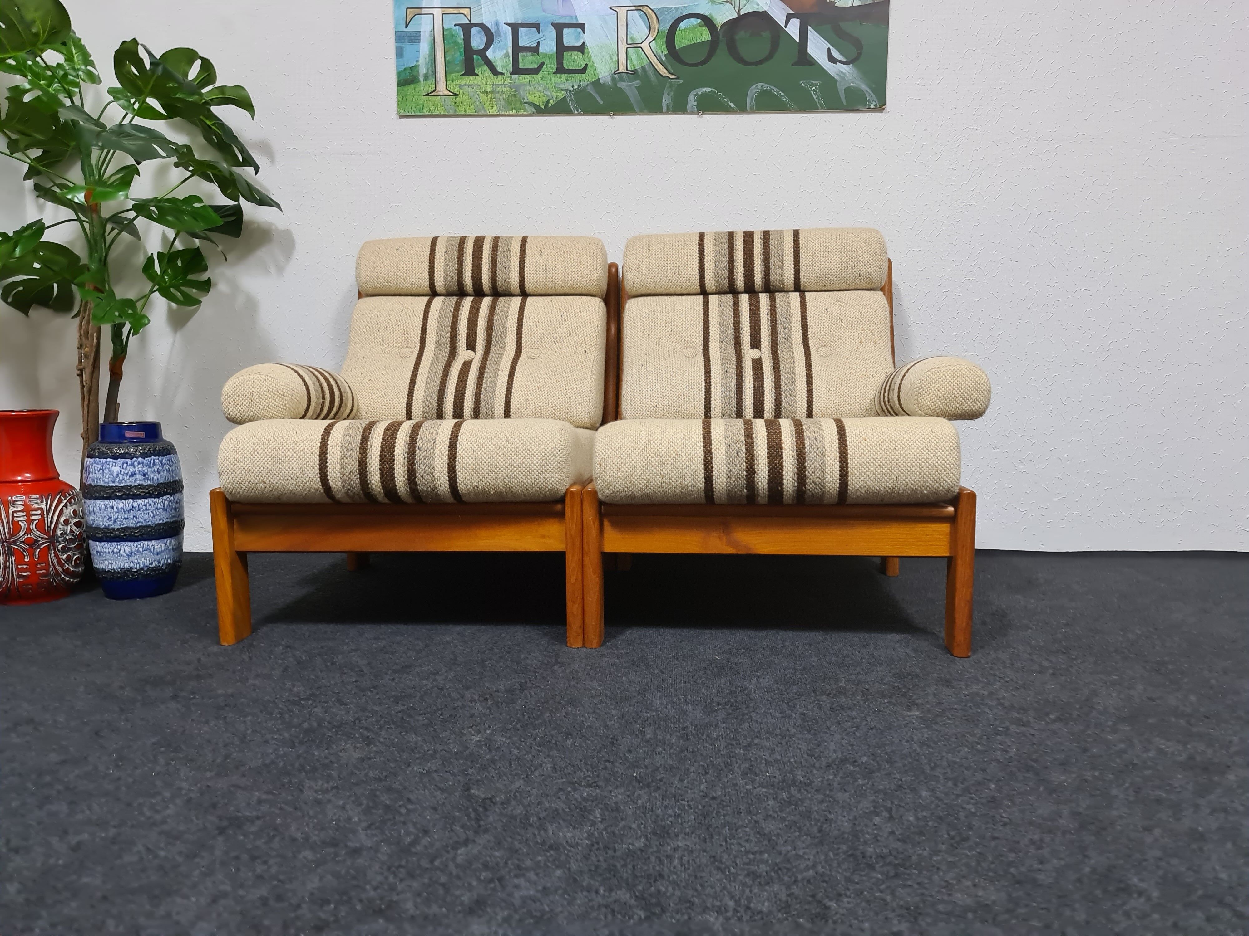 Set de salon vintage des années 70 en teck 6 pièces