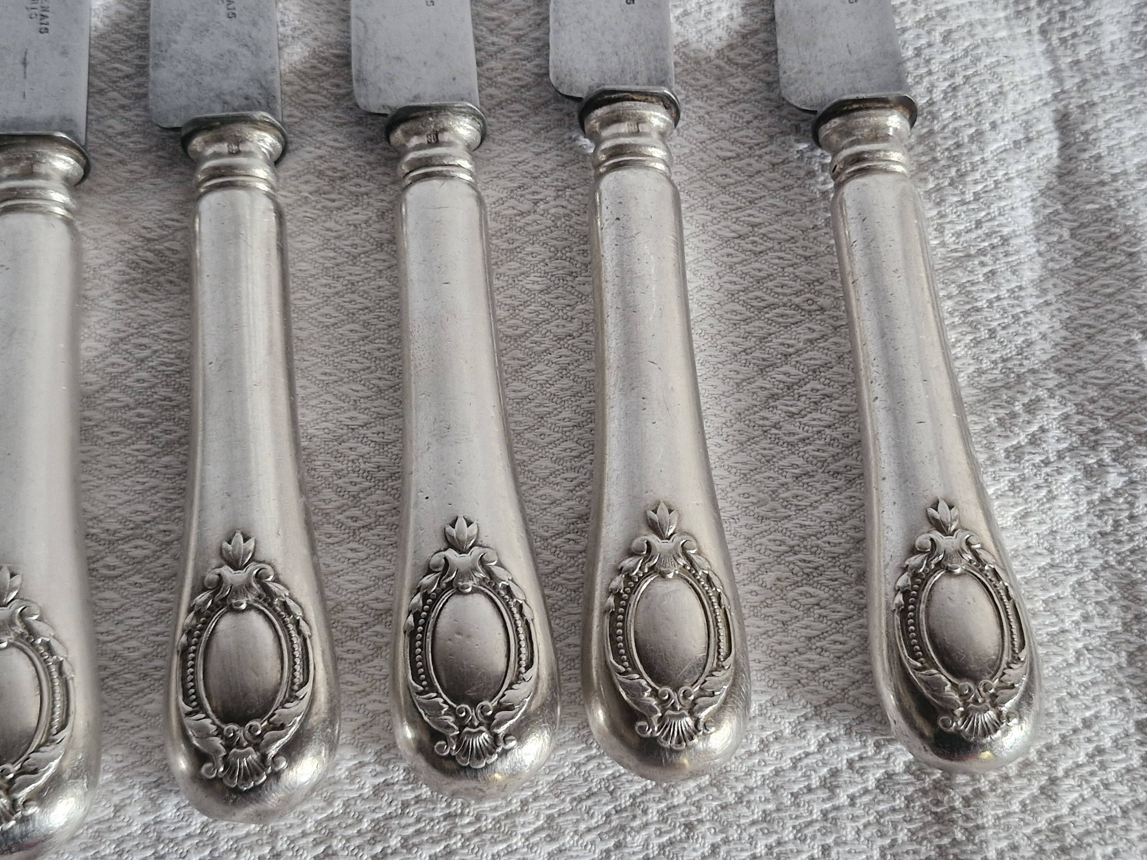 12 antique knives - Silversmith A Frenais Paris - 6 large & 6 small