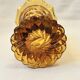 Art Deco Iridescent Amber Glass Vase with Floral Motif - Amber Yellow Glass Vase