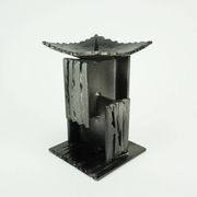 Mid century modern brutalist design iron candle holder