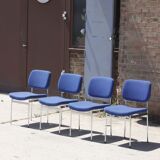 Chairs stella chrome & fabric 1970s, set of 4