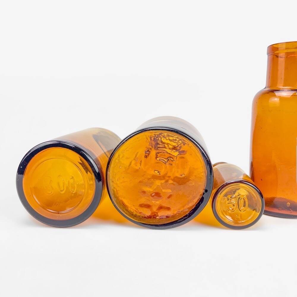 4 Amber Glass Apothecary Jars