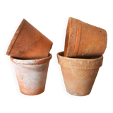 4 old terracotta pots height 12 cm