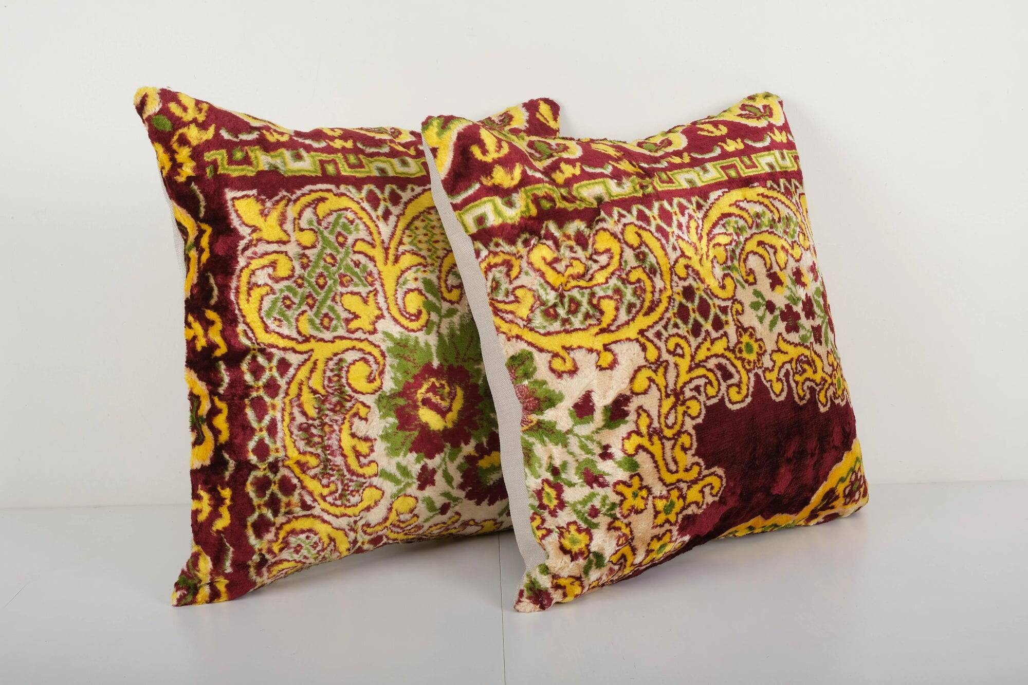 Set of 2 vintage velvet cushion covers 51x51 cm