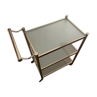 Table roulante metal et verre sable