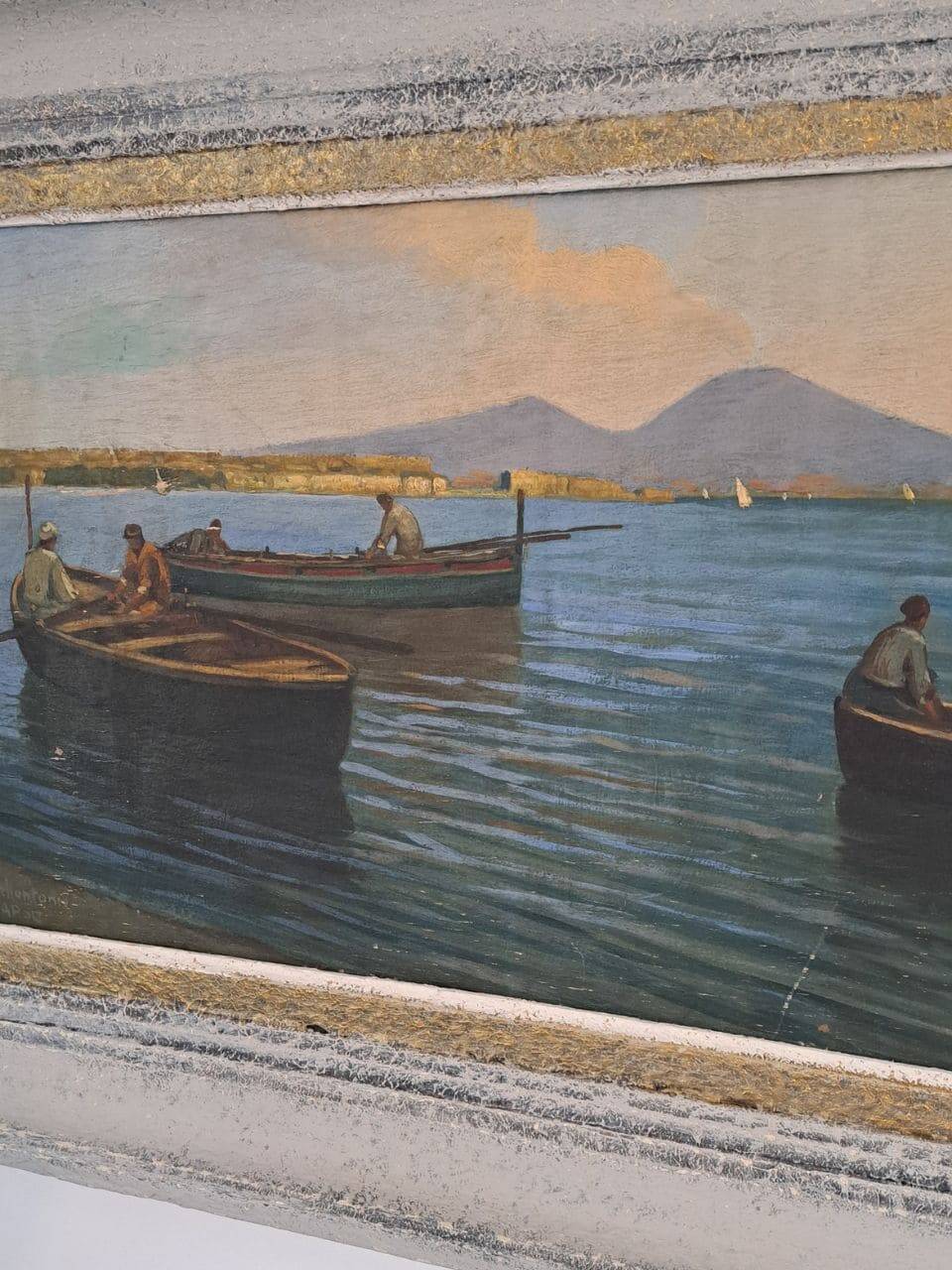 Ancient table oil on panel by Ermando Bellantonio