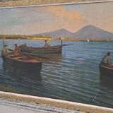 Ancient table oil on panel by Ermando Bellantonio