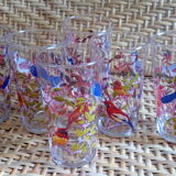 Vintage juice glasses, birds