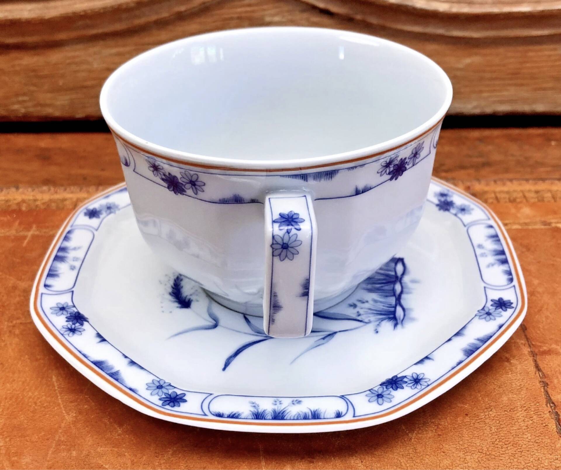 6 octagonal tea cups and saucers porcelain Haviland Limoges