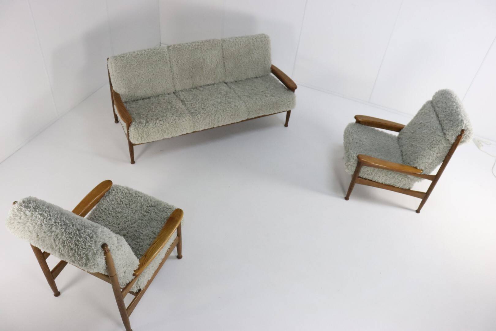 Set van designer bank + 2 fauteuils 'Sliedrecht' - opnieuw bekleed