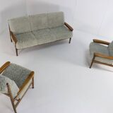 Set van designer bank + 2 fauteuils 'Sliedrecht' - opnieuw bekleed