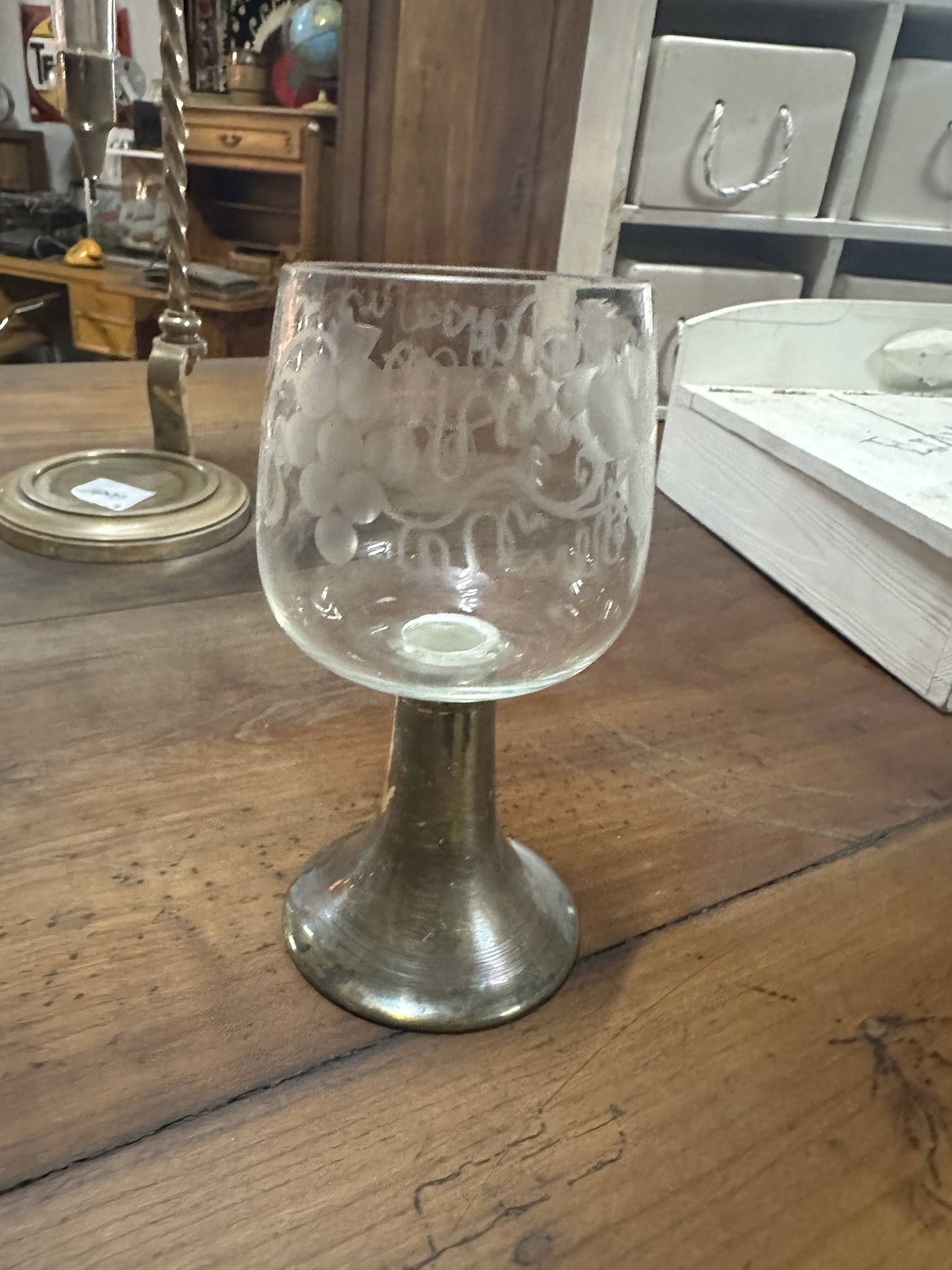6 verres en métal argénté