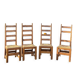 Ensemble de 4 chaises bois paille brutaliste