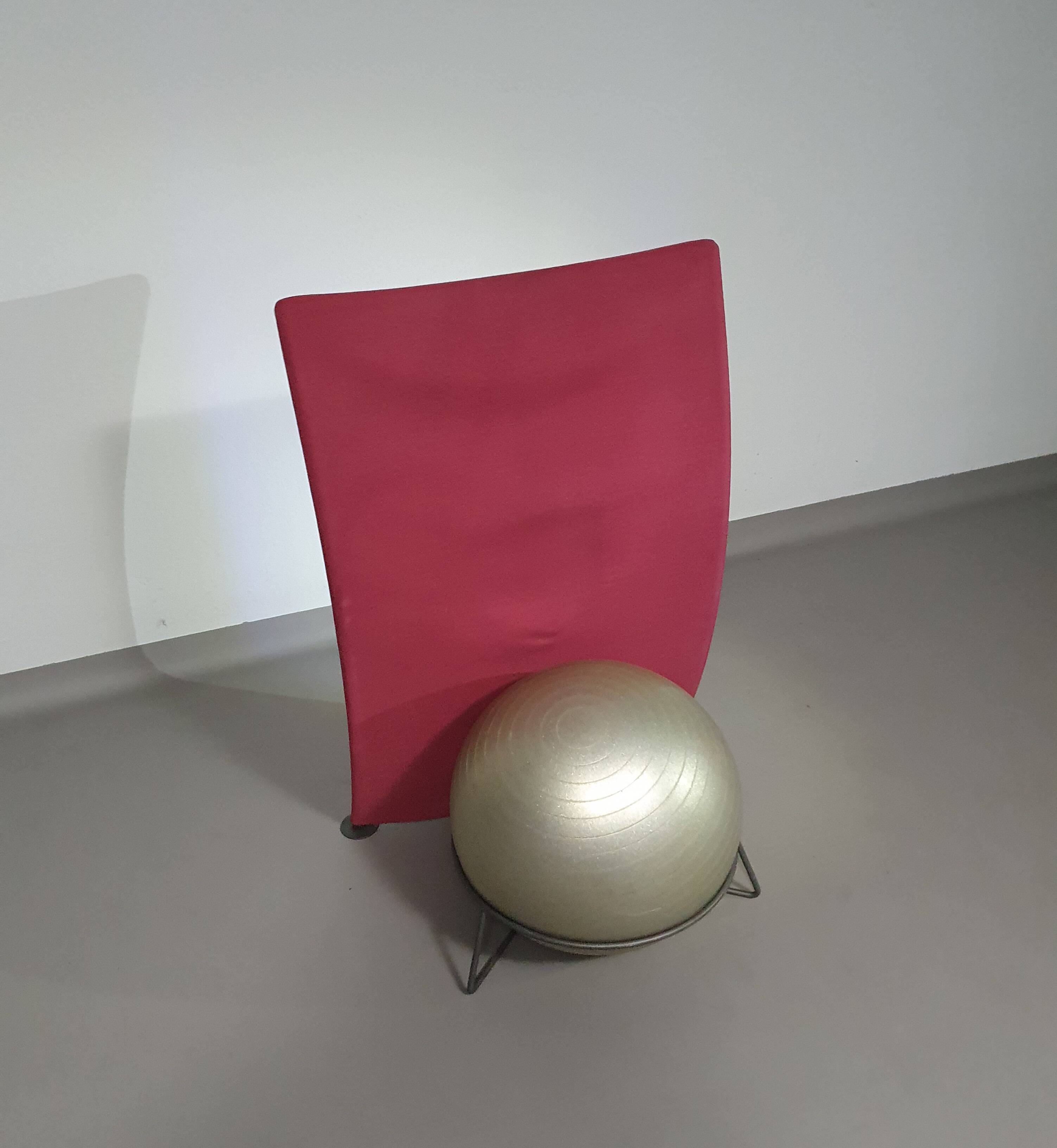 Italian modern bordeaux red ball chair san siro designed by fabrizio ballardini, 1995