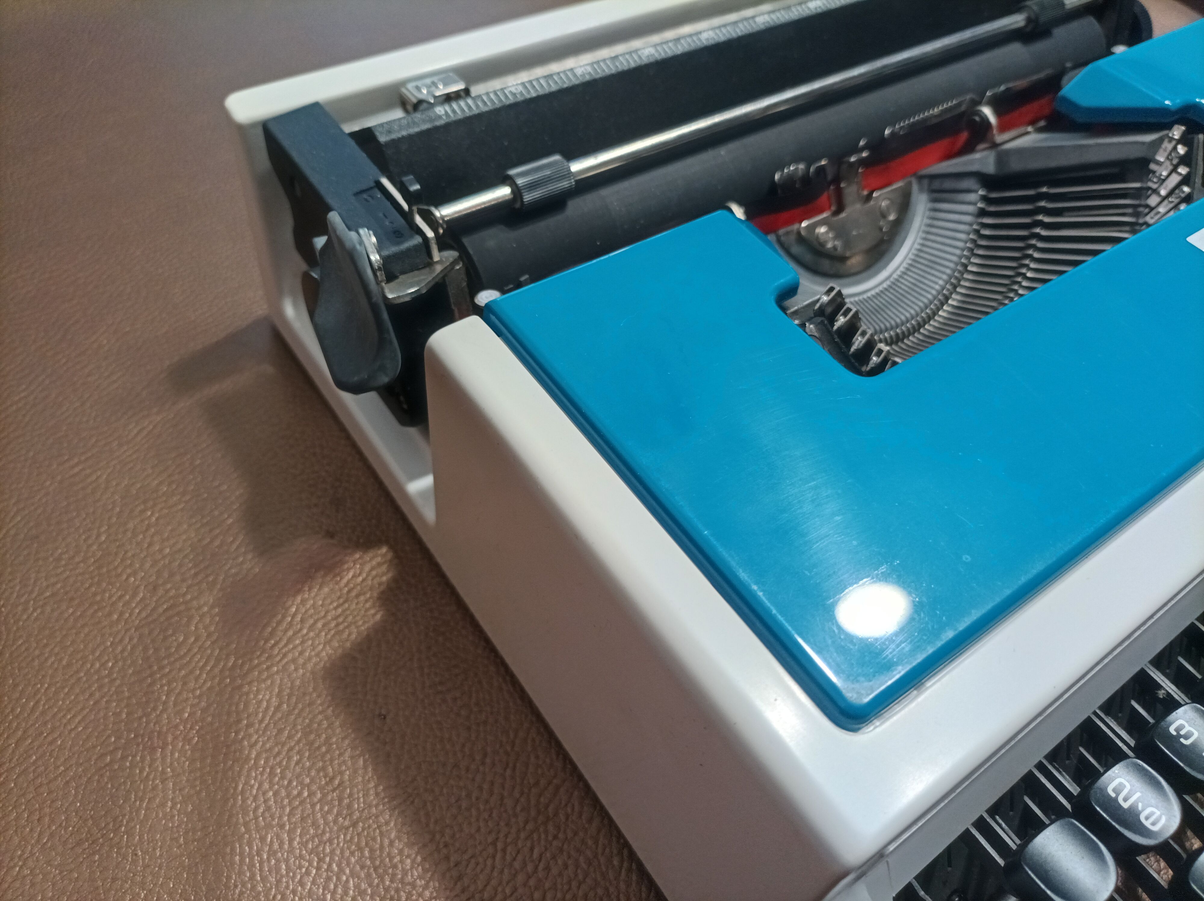 Blue Underwood 315 typewriter