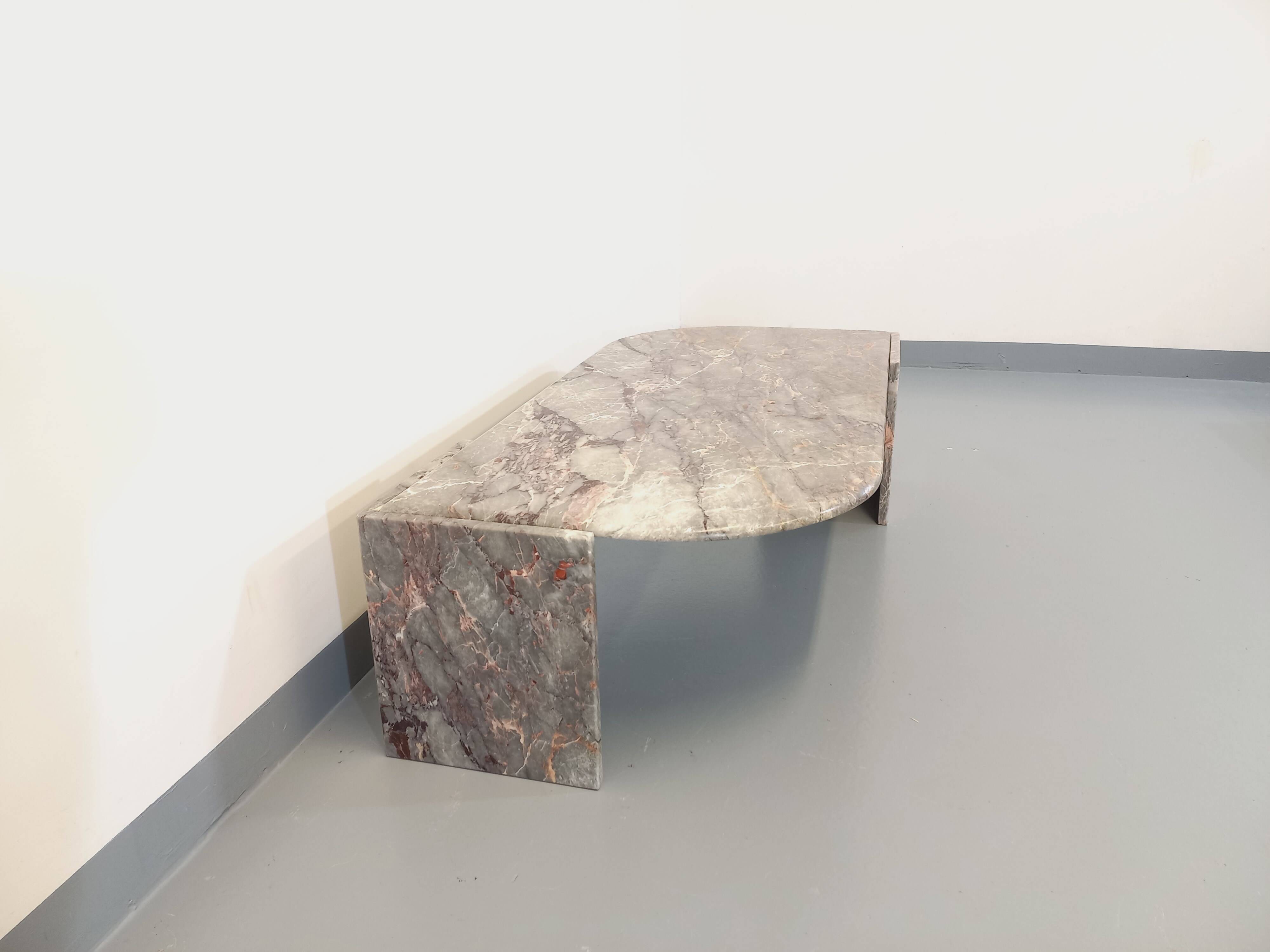 Vintage gray marble coffee table from the 70s