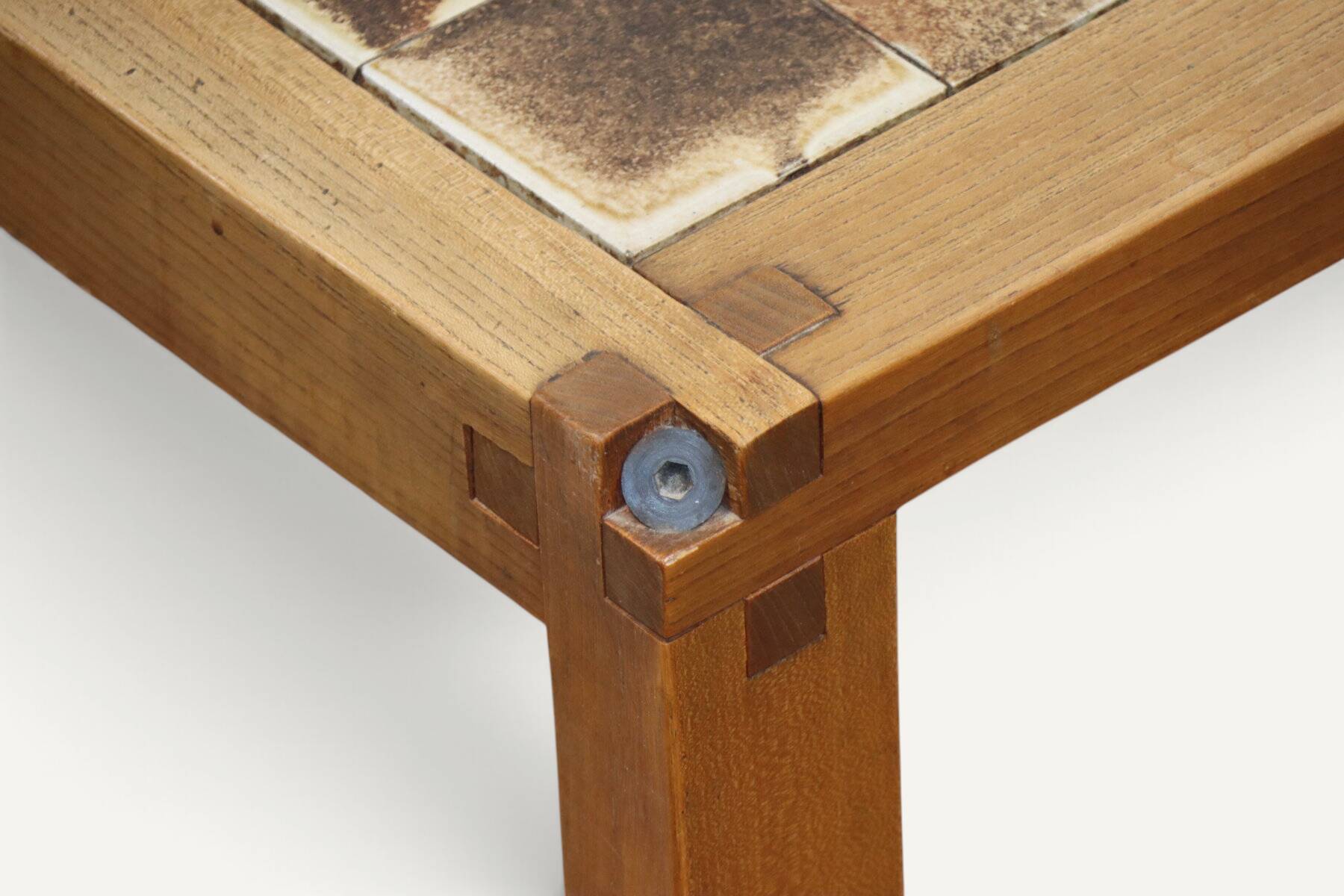 Coffee table by Pierre Chapo in solid elm and ceramic – circa 1960