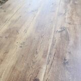 XL farmhouse table in solid oak, brutalist style, 20th century.