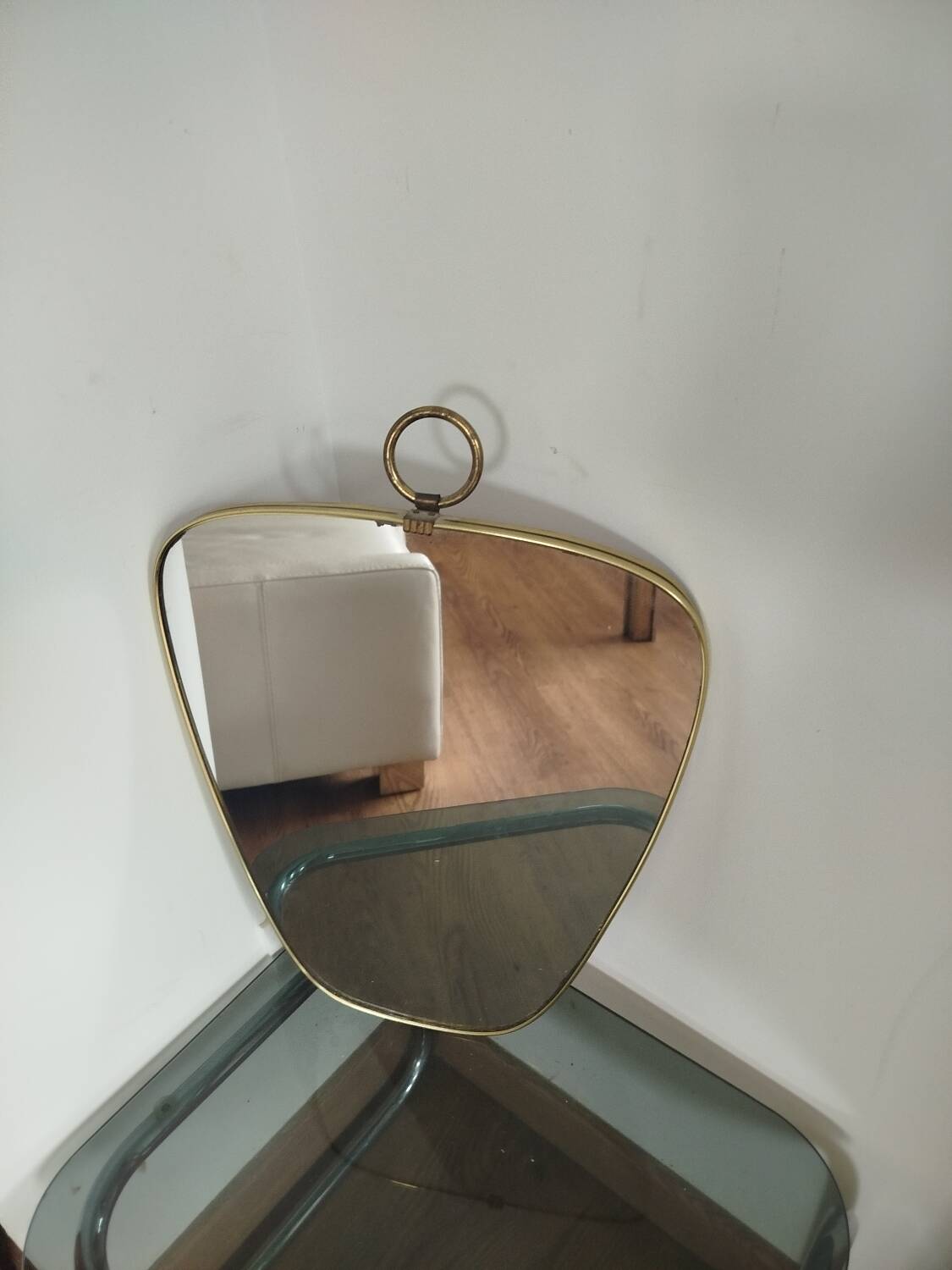 Vintage Brass Rear View Mirror, 1960s