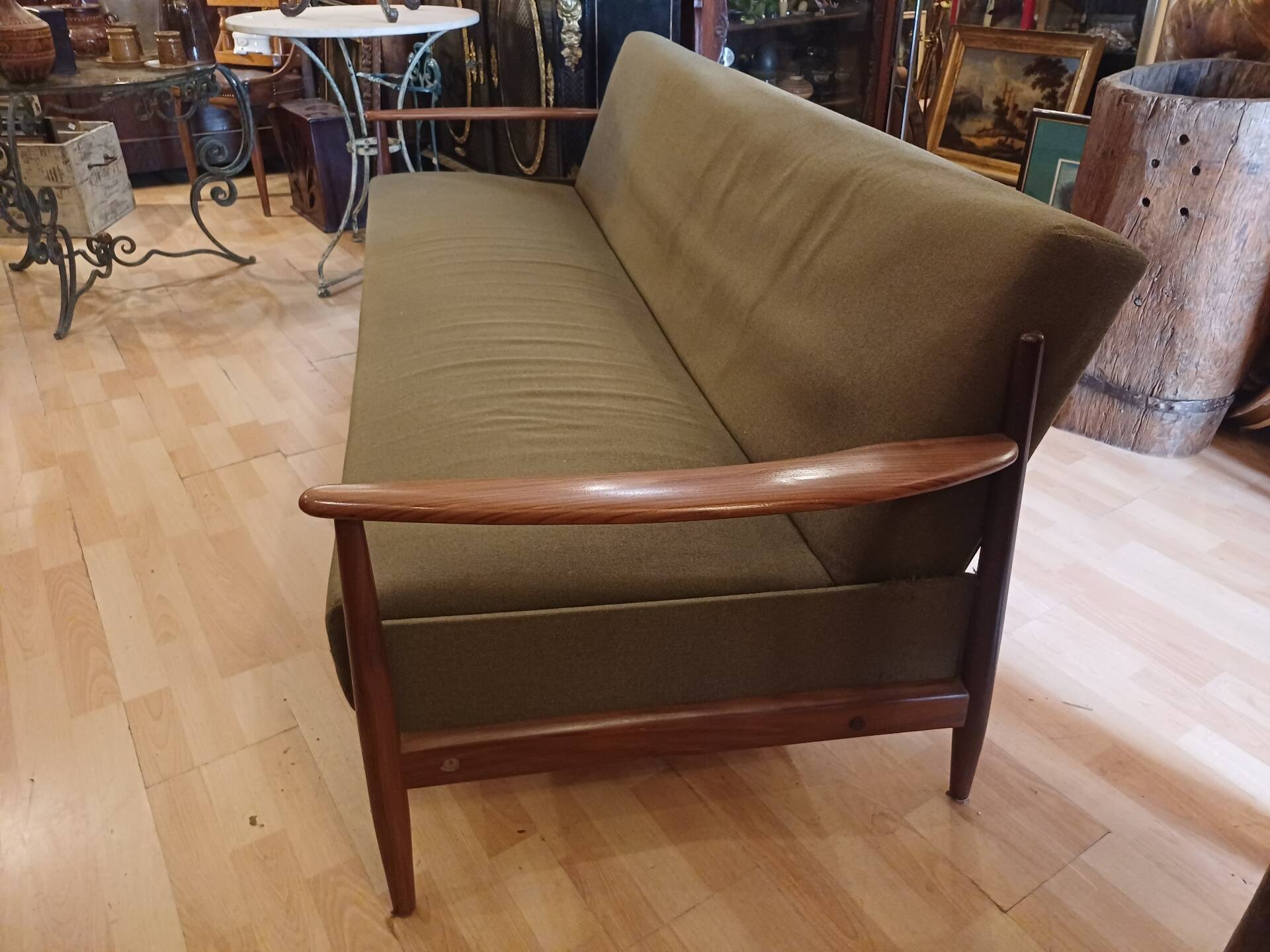 1960 Scandinavian convertible bench, in its original condition.