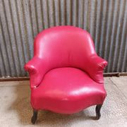 Fauteuil crapaud cuir rouge