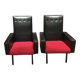 Pair of vintage armchairs in skai and fur