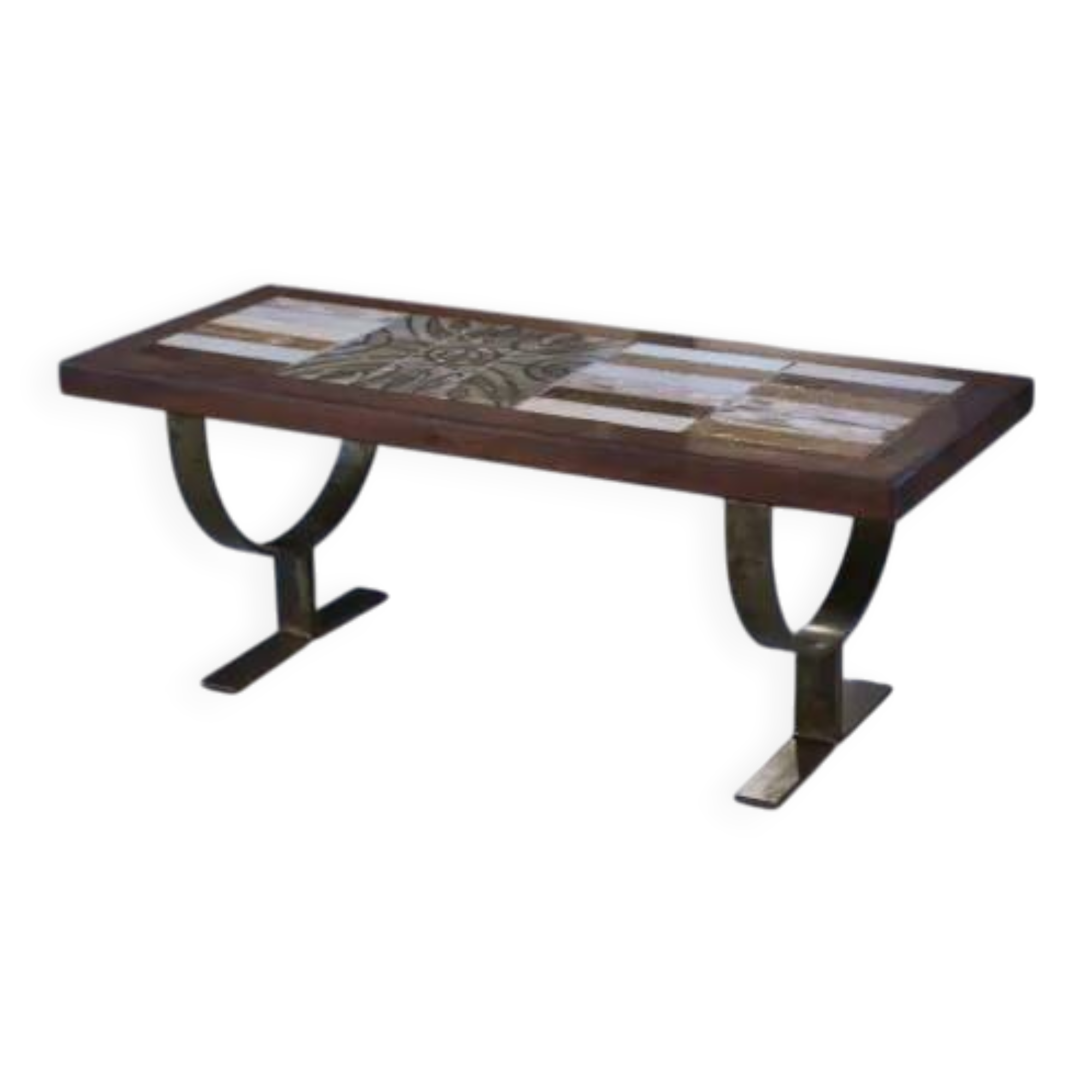 Ceramic and fir coffee table, 1960s