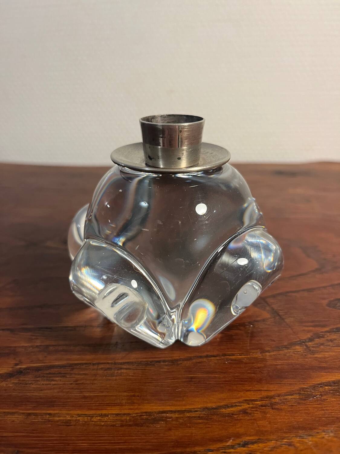 Pair of JB France crystal candlesticks