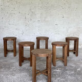 Set of 6 wooden stools