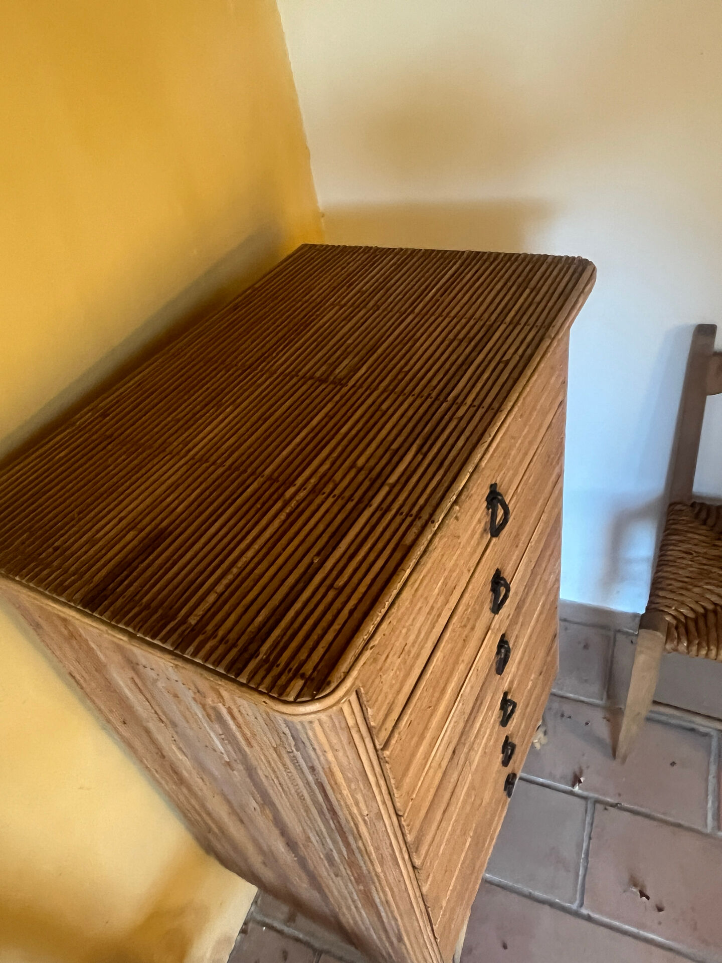 Commode en rotin, années 60