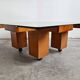Mid Century Modern coffee table in elm wood with grid pattern by Marco Zanuso.