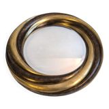 Victorian English Round Grand Mirror – Gilded Wood & Bevelled Glass