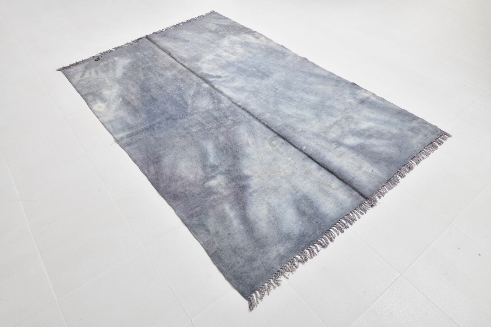 5x7 distressed gray blue hemp carpet232x156cm